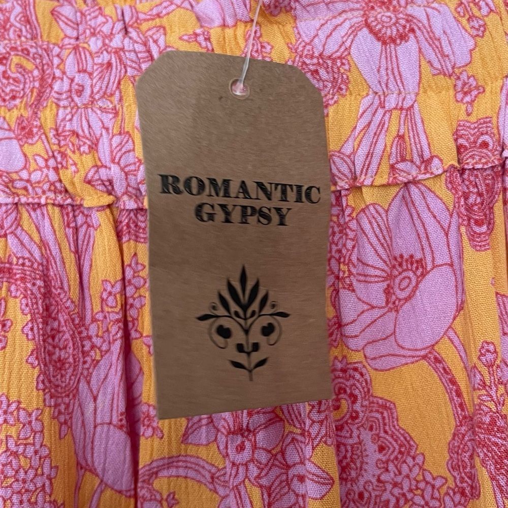ROMANTIC GYPSY Plus Flutter Trim Smocked Shorts in Marigold Size 2X NEW - Picture 13 of 14